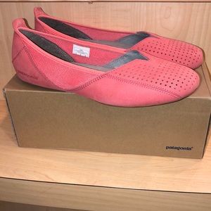 Patagonia Coral Pink Perforated Slip-On Flats